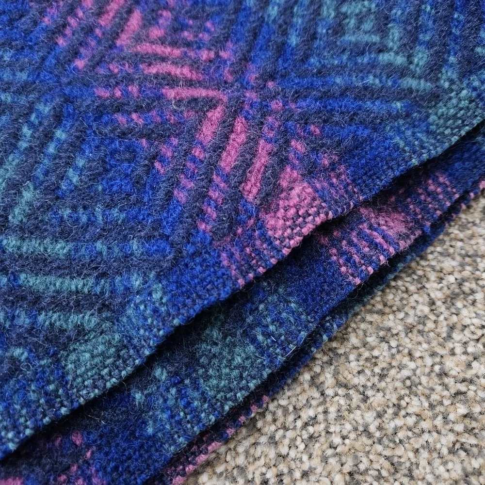 Vintage Pendleton 100% Wool Stadium Blanket Jewel Tones Fringe Throw 54x46